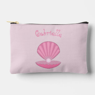 Pink Baby Girl Oyster Muschel and Pearl Individuel Zubehörtasche