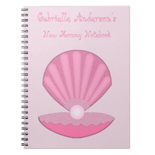 Pink Baby Girl Oyster Muschel and Pearl Junge Mutt Notizblock