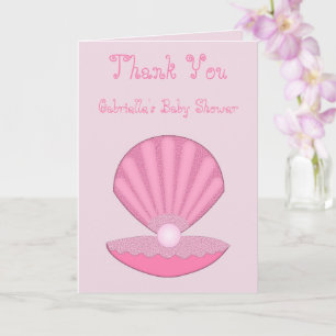 Pink Baby Girl Oyster Muschel und Pearl Baby Dusch Karte