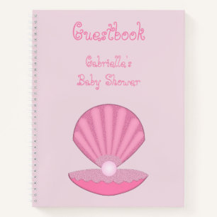 Pink Baby Girl Oyster Muschel und Pearl Baby Dusch Notizblock