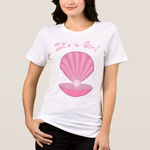 Pink Baby Girl Oyster Muschel und Pearl Baby Dusch Tri-Blend Shirt