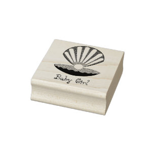 Pink Baby Girl Oyster Muschel und Pearl Custom Gummistempel