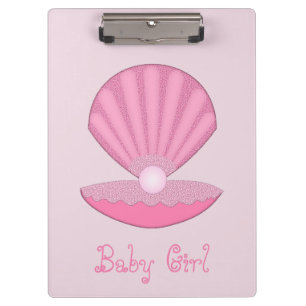 Pink Baby Girl Oyster Muschel und Pearl Custom Klemmbrett