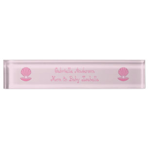 Pink Baby Girl Oyster Muschel und Pearl Custom Namensplakette