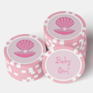 Pink Baby Girl Oyster Muschel und Pearl Custom Pokerchips
