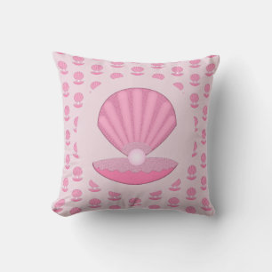 Pink Baby Girl Oyster Muschel und Pearl Gemustert Kissen