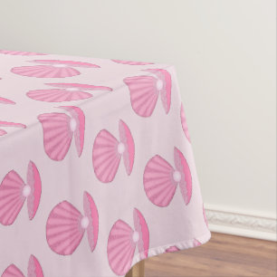 Pink Baby Girl Oyster Muschel und Pearl Gemustert Tischdecke