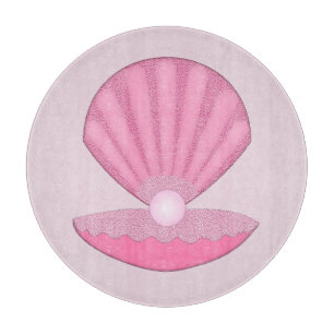 Pink Baby Girl Oyster Muschel und Perle Schneidebrett