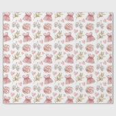 Pink Baby Girl Pattern Geschenkpapier (Flach)