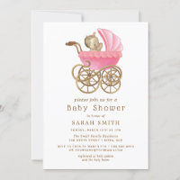 Pink Baby Girl Pram Stoller Babydusche