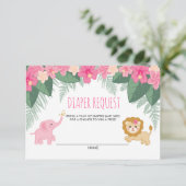 Pink Baby Girl Safari Duschdiapkarte Begleitkarte (Stehend Vorderseite)