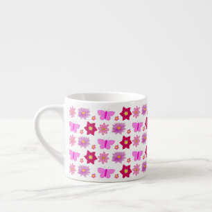 Pink Baby Girl Schmetterlinge und Blume Gemustert Espressotasse