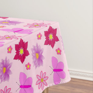 Pink Baby Girl Schmetterlinge und Blume Gemustert Tischdecke