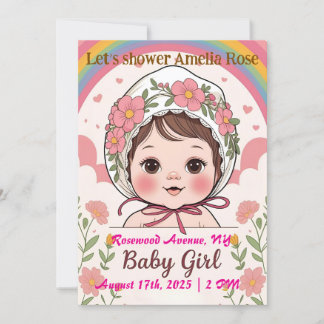 Pink Baby Girl Shower Invitation Einladung