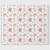 Pink Baby Girl Watercolor Muster Geschenkpapier (Flach)