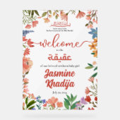 Pink Baby Girl Wildblume Aqiqah Aqeeqa Willkommen Acrylschild (Vorderseite)