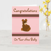 Pink Baby gratuliert Karte (Gelbe Blume)