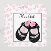 Pink Baby Hands and Footprints Baby Shower Einladung (Vorne/Hinten)