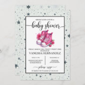 Pink Baby High Tops Babydusche Einladung (Vorne/Hinten)