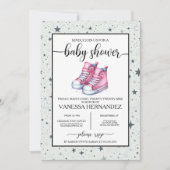 Pink Baby High Tops Babydusche Einladung (Vorderseite)