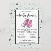 Pink Baby High Tops Babydusche Einladung (Vorne/Hinten)