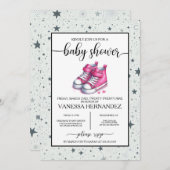 Pink Baby High Tops Babydusche Einladung (Vorne/Hinten)