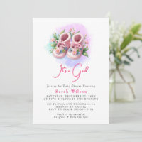 Pink Baby Hintern Floral Watercolor Babydusche