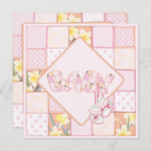 Pink Baby Hinterns Patchwork Baby Girl Dusche Einladung (Vorne/Hinten)