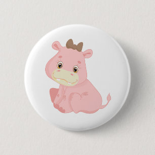 Pink Baby Hippo Button