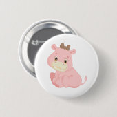 Pink Baby Hippo Button (Vorne & Hinten)