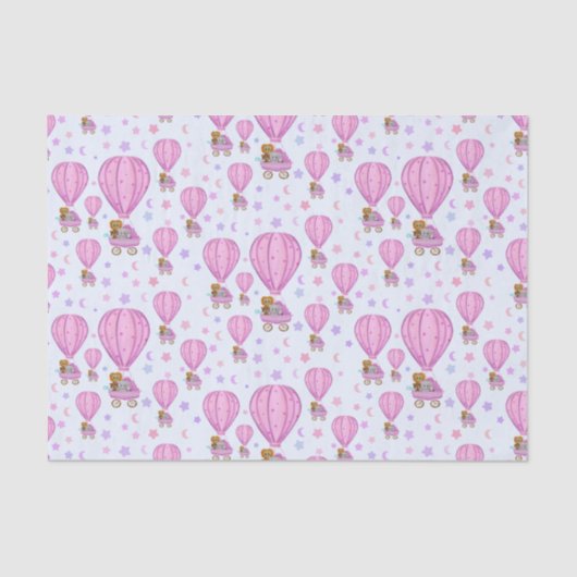 Pink Baby Hot Air Balloons Seidenpapier (Vorderseite)
