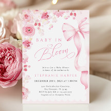 Pink Baby in Bloom Baby Dusche Einladung