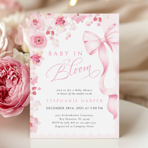 Pink Baby in Bloom Baby Dusche Einladung