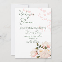 Pink Baby in Bloom Baby Dusche Einladung