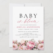 Pink Baby in Bloom Baby Dusche Elegant Einladung (Vorderseite)