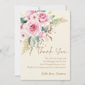 Pink Baby in Bloom Boho Bloral Baby Dusche Dankeskarte (Vorderseite)