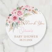 Pink Baby in Bloom Boho Bloral Baby Dusche Geschenkanhänger (Rückseite)