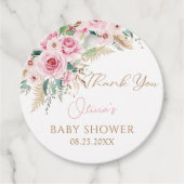 Pink Baby in Bloom Boho Bloral Baby Dusche Geschenkanhänger (Vorderseite)