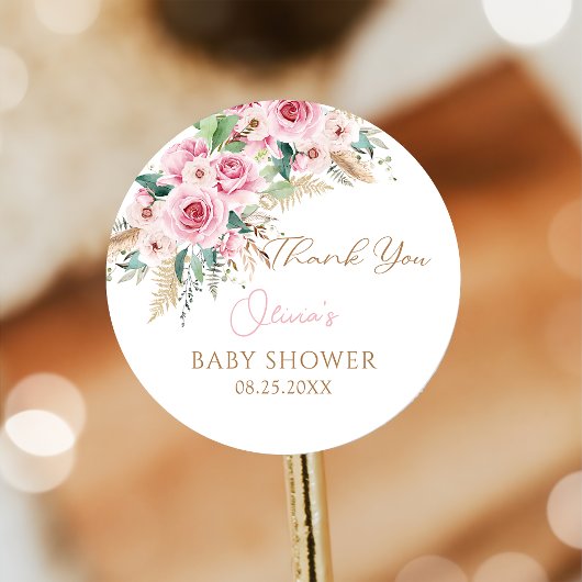 Pink Baby in Bloom Boho Bloral Baby Dusche Geschenkanhänger