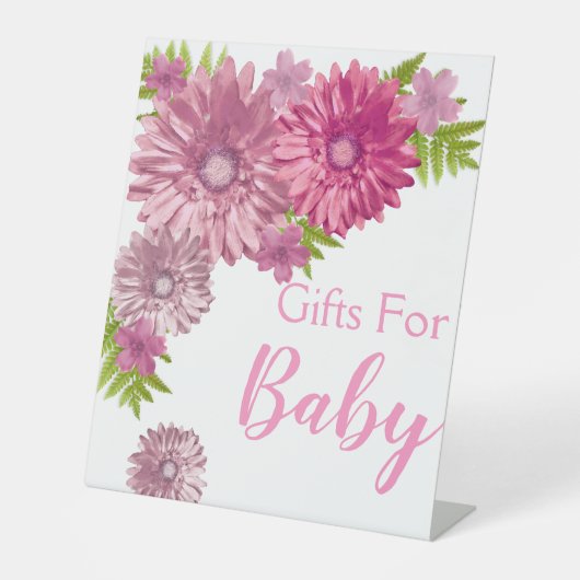Pink Baby in Bloom Brunch Duschgeschenke Sockelschild (Vorderseite)