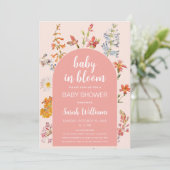 Pink Baby in Bloom Floral Girl Dusche Wildblumen Einladung (Stehend Vorderseite)