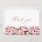 Pink Baby in Bloom | Floral Peony Baby Shower Dankeskarte (Vorderseite)