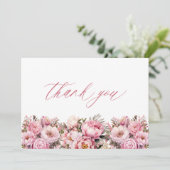 Pink Baby in Bloom | Floral Peony Baby Shower Dankeskarte (Stehend Vorderseite)