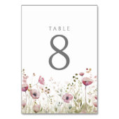 Pink Baby in Bloom Floral Wildblume Babydusche Tischnummer (Rückseite)