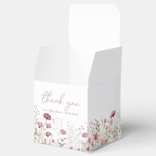 Pink Baby In Bloom Floral Wildflower Baby Shower Geschenkschachtel (Geöffnet)