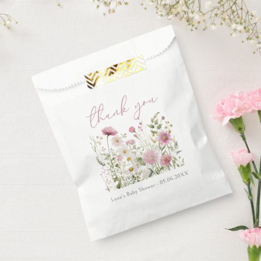 Pink Baby In Bloom Floral Wildflower Baby Shower Geschenktütchen (Versiegelt)