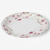 Pink Baby In Bloom Floral Wildflower Baby Shower Pappteller (Schrägansicht)