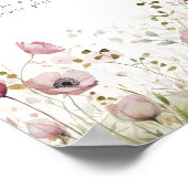 Pink Baby In Bloom Floral Wildflower Diaper Raffle Poster (Ecke)