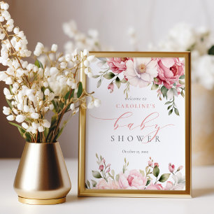 Pink Baby in Bloom Girl Babydusche Begrüßungszeich Fotodruck