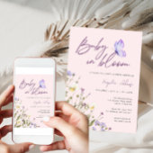 Pink Baby in Bloom Wildblume Babydusche Einladung